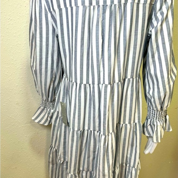 Eliza J Blue and White Striped Long Sleeve Dress - Picture 11 of 11